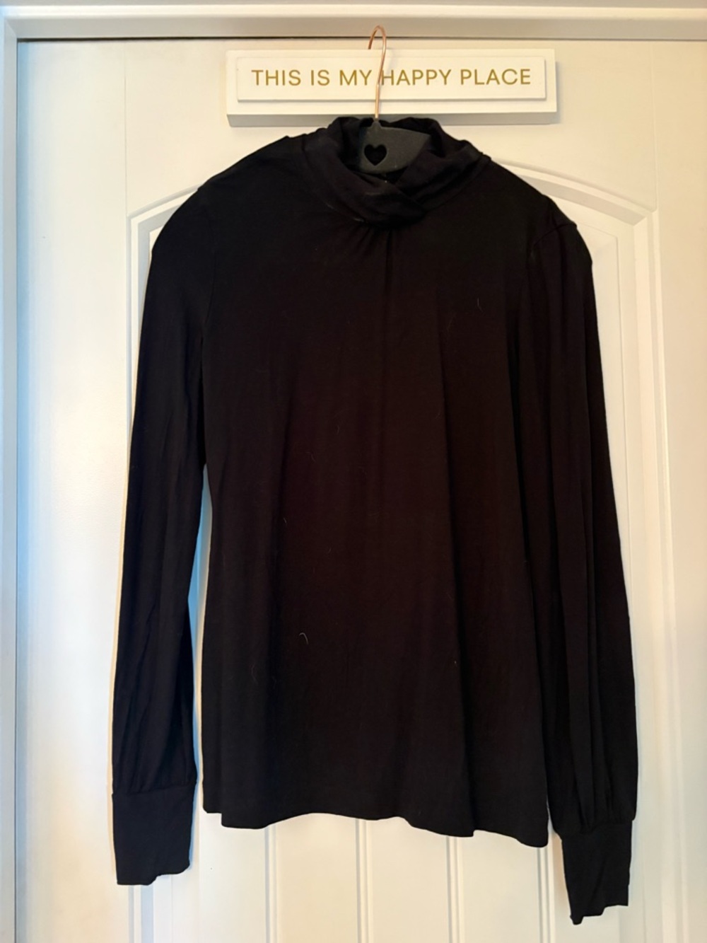 Banana Republic Black Mock Neck Keyhole Top | XS Stretch Long Sleeve